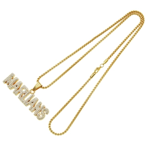 Goldfarbene Hip-Hop-Halskette mit MARIANS-Buchstabenanhänger und Mikrokristallen