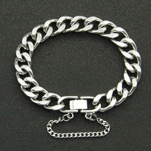Harajuku stijl gepolijste zilveren Cubaanse schakelarmband met een rechthoekige sluiting