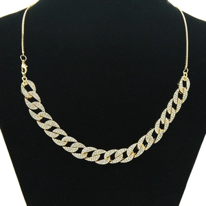 Gold Plated Iced Out Cuban Link Necklace Adjustable Alloy Rhinestone Copper Box Chain For Men Women Hip Hop Jewelry Gift
