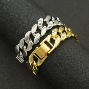 Bracelets cubains style hip hop en or et argent avec fermoirs pliants sécurisés