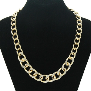 Collar de Cadena de Eslabones Cubanos Iced Out para Hombre Mujer Hip Hop Aleación Diamante de Imitación Oro Plata Joyería de Moda