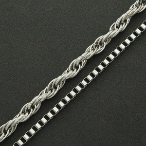 Men punk silver double layer rope and box metal chains for jeans and pants