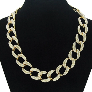 Hip Hop Iced Out Panzerkette Halskette Armband Set Für Damen Herren Legierung Strass Cuban Chain Choker Schmuck Party Geschenk