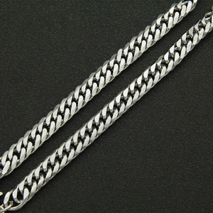 Collier chaîne cubaine argentée pour homme en acier inoxydable style hip hop chic