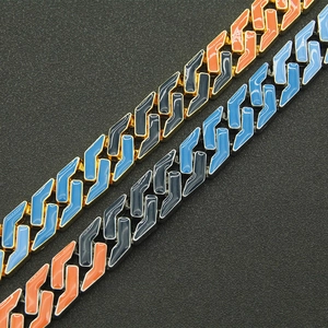 Men's colorful enamel Cuban link bracelets in gold and silver finish with vibrant colors