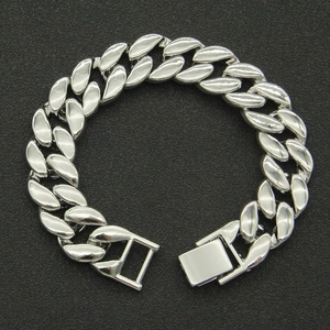 Bracelet gourmette cubaine en argent poli pour homme avec fermoir de sécurité