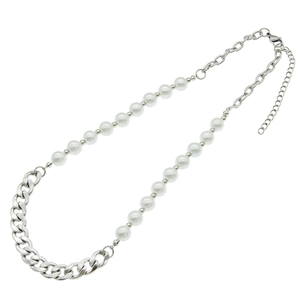 Collier minimaliste épissé de perles et chaîne à maillons avec fermoir mousqueton réglable