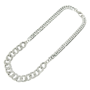 Chaîne cubaine hip-hop pour homme avec strass brillants et finition argentée