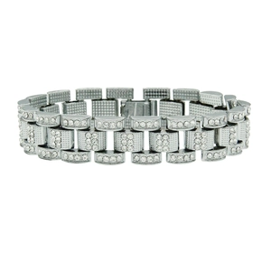 Bracelet et Collier en Alliage de Strass Iced Out pour Hommes Plaqués Argent Chaîne à Maillons Heavy Metal Bijoux Hip Hop Biker pour Hommes Femmes Cadeau