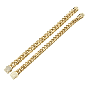 Bracelets gourmette dorés pour hommes avec fermoir luxe orné de zircons cubiques brillants