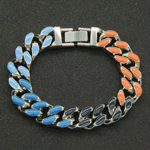 Hip hop Cuban link bracelet with colorful enamel inlay and secure metal folding clasp