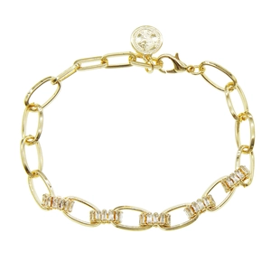 Minimalist Gold Copper Chain Bracelet For Women Inlaid With Rectangular Zirconia Queen Coin Pendant Fashion Jewelry