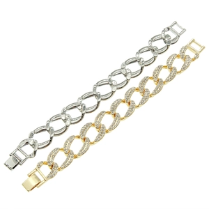Bracciali a catena cubana in oro con diamanti e argento lucido per uomo e donna