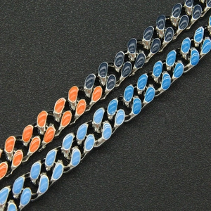 Men's punk Cuban link bracelet with vibrant orange and blue enamel drip oil finish