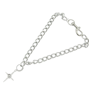 Silver Cuban link necklace featuring a star pendant with zircon on a white background