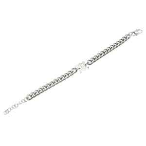Unisex hip hop Cuban chain bracelet with Gothic B pendant made of silver titanium steel