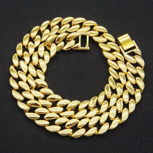 Poliertes goldene Panzerkette Halskette mit sicherem Verschluss für Hip-Hop Streetwear