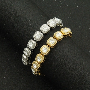 Hip-Hop-Armband mit quadratischen Strasssteinen in Gold und Silber für Damen und Herren