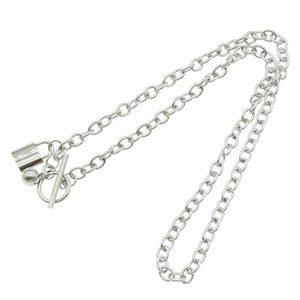 Titanium steel padlock bell necklace with industrial toggle clasp and ball pendant
