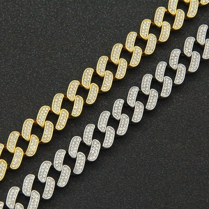 Bracelet cubain Hip Hop glacé en finitions or et argent pour hommes stylés