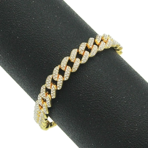 Hip Hop Iced Out Panzerkette Armband Luxus Legierung Strass Eingelegt Metallkette Handschmuck Für Herren Damen Party Schmuck