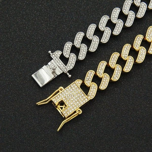 Bracelets à maillons cubains glacés en or et argent avec des strass étincelants
