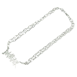Collier double chaîne en acier inoxydable argenté avec pendentif lettre artistique