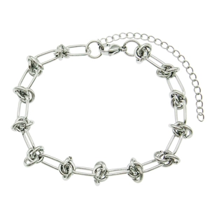 Minimalist silver hip-hop style chain bracelet with oval links and adjustable lobster clasp