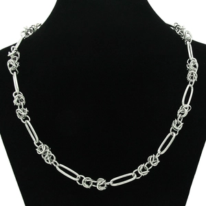 Industrial Punk Alloy Splicing Link Necklace For Unisex Silver Byzantine Chain Necklace Minimalist Geometric Street Jewelry