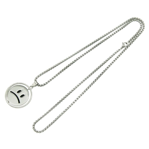Hypoallergenic stainless steel rotating sad face pendant necklace for men and women
