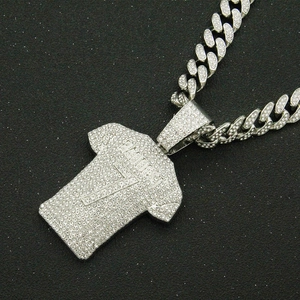 Hip hop silver Cuban chain with iced out Raiders jersey pendant for street fashion