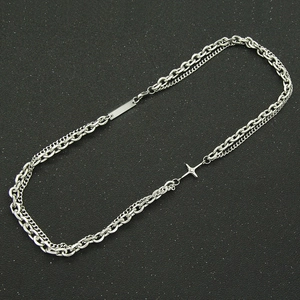 Bracelet double couche en acier titane argenté avec plaque rectangulaire et étoile
