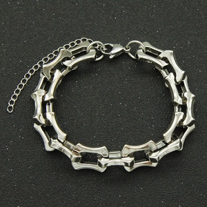 Cool punk style stainless steel keel chain bracelet for men with adjustable lobster clasp