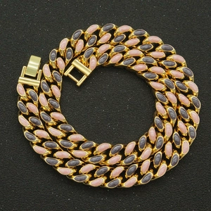 Collier Gourmette Homme Punk Hip Hop Émail Coloré Plaqué Or Argent Chaîne en Alliage de Zinc Bijoux Streetwear Cadeau