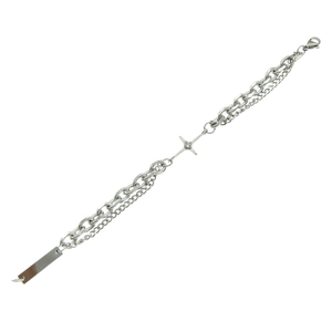 Bracelet multicouche en maille gourmette argentée avec pendentif étoile et diamant