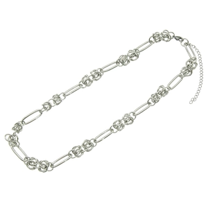 Hip hop style silver chain bracelet with oval and twisted link design for men and women