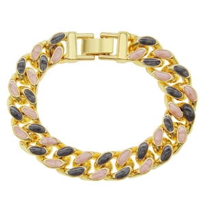 Bracelet Maille Gourmette Hip Hop pour Homme Alliage de Zinc Émail Coloré Punk Streetwear Exagéré Moto Fête Bijoux de Mode