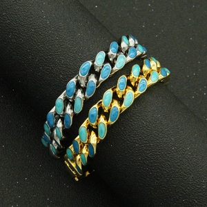 Bracelets gourmette cubaine hip-hop en or et argent avec incrustations en émail coloré
