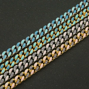 Bracelets cubains colorés en émail avec finition en métal doré et argenté style hip hop