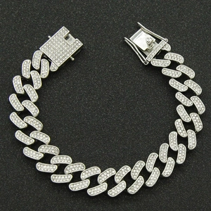 Collier cubain hip hop pour hommes plaqué rhodium avec pavage complet de diamants CZ