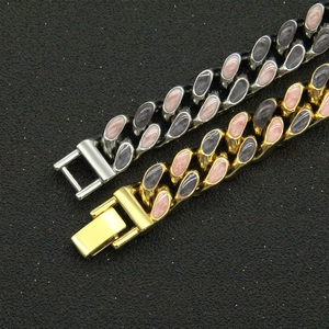 Collier cubain hip hop pour hommes en or et argent avec détails en émail coloré
