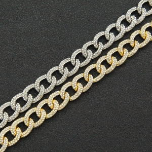 Colliers cubains hip hop dorés et argentés ornés de strass brillants pour hommes
