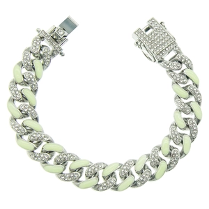 Bracciale Cuban Link Iced Out Uomo Luminoso Lega di Zinco Strass Smalto Hip Hop Night Glow Bracciale Street Jewelry Bracciale
