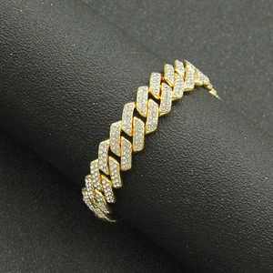 Bracelet à Maillons Cubains 13mm Hip Hop Pour Hommes Femmes Strass Incrustés Bracelet Chaîne En Alliage Bijoux Mode Or Argent Or Rose