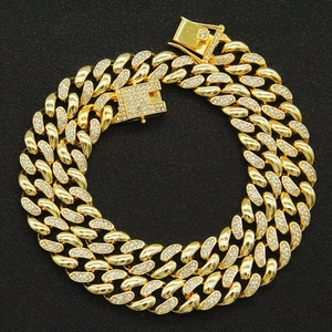 Collana E Bracciale A Catena Cuban Link Iced Out Hip Hop Per Uomo Donna Stile Miami Lega Strass Gioielli Streetwear
