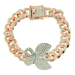 Hip Hop Iced Out Schmetterling Panzerkette Armband Für Damen Herren Zinklegierung Strass Armreif Party Streetwear Schmuck