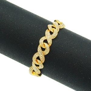 Bracciale Hip Hop Uomo Maglia Cubana con Strass Lega Forma di Infinito Gioielli Oro Argento Moda Street Style Bracciale