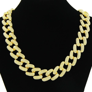 Collana Bracciale Hip Hop Maglia Cubana Strass Incastonati Lega Catena Gioielli per Uomo Donna Oro Argento Placcato Streetwear Accessori