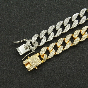 Iced out cuban link bracelets in gold and silver finish with hip hop thorns for men