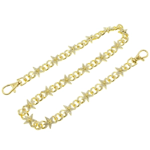 Hip hop style gold-plated star waist chain with sparkling rhinestones for men